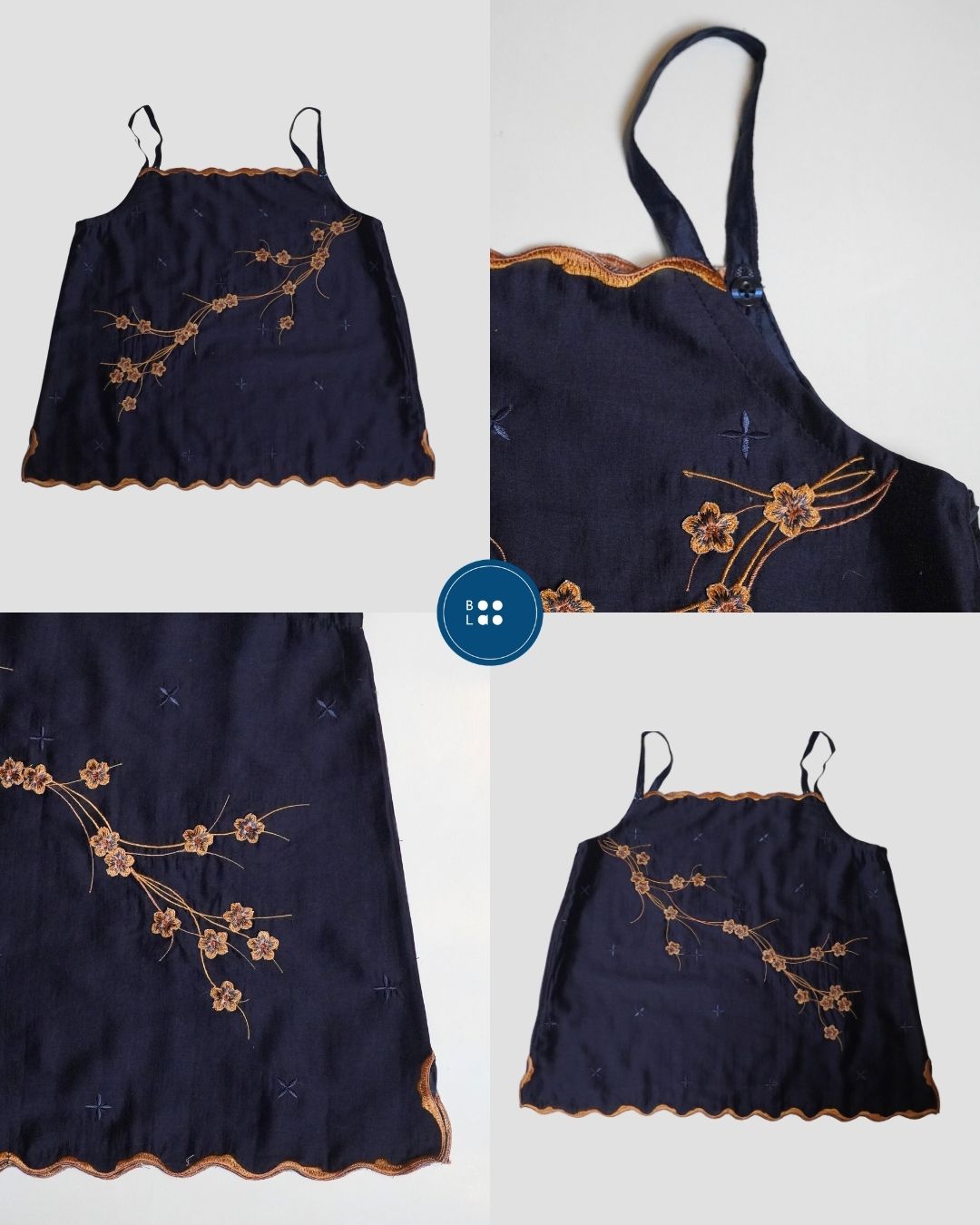 BOOLAO Camisole Sakura 3D Embroidery - Dark Blue