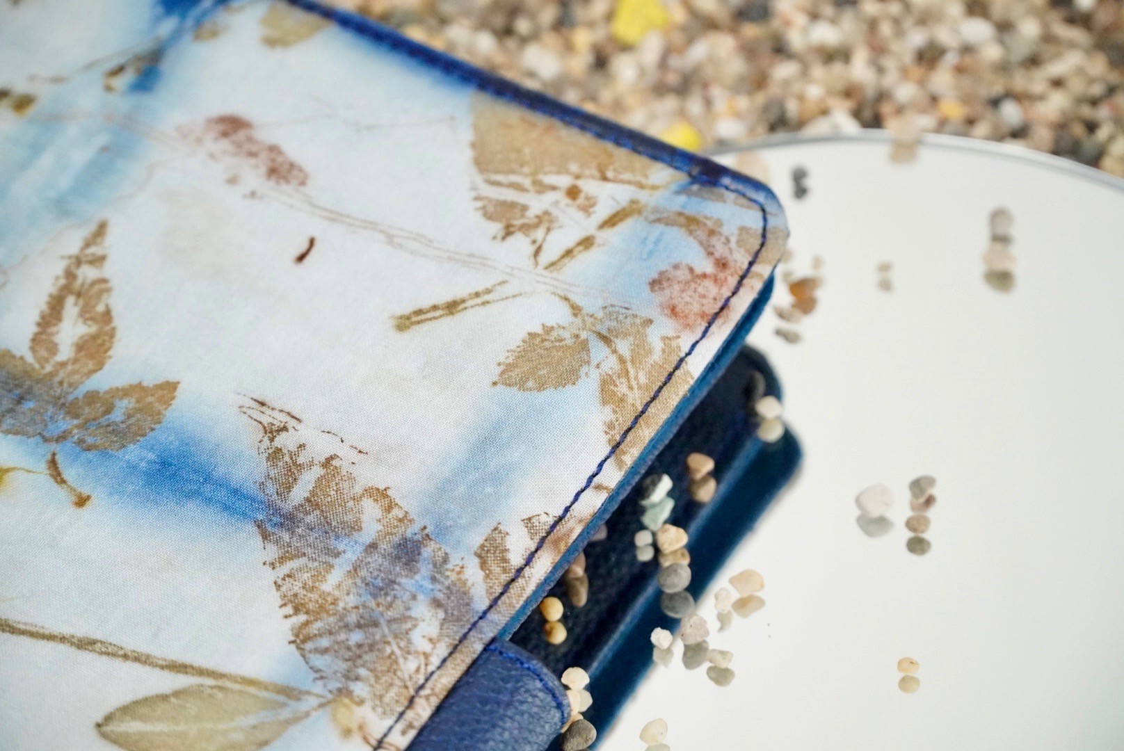 BOOLAO Agenda Book Shibori on Ecoprint mix Leather