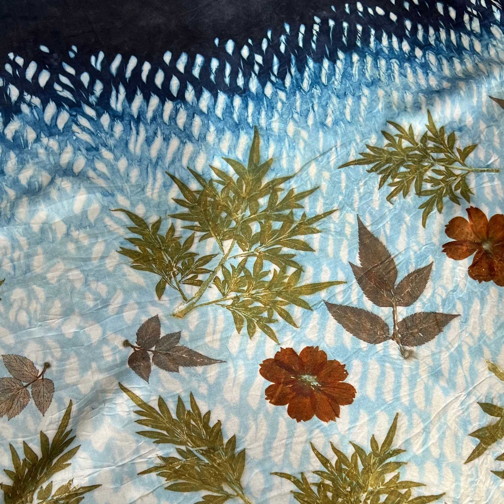 BOOLAO Shawl OMBRE Shibori on Ecoprint
