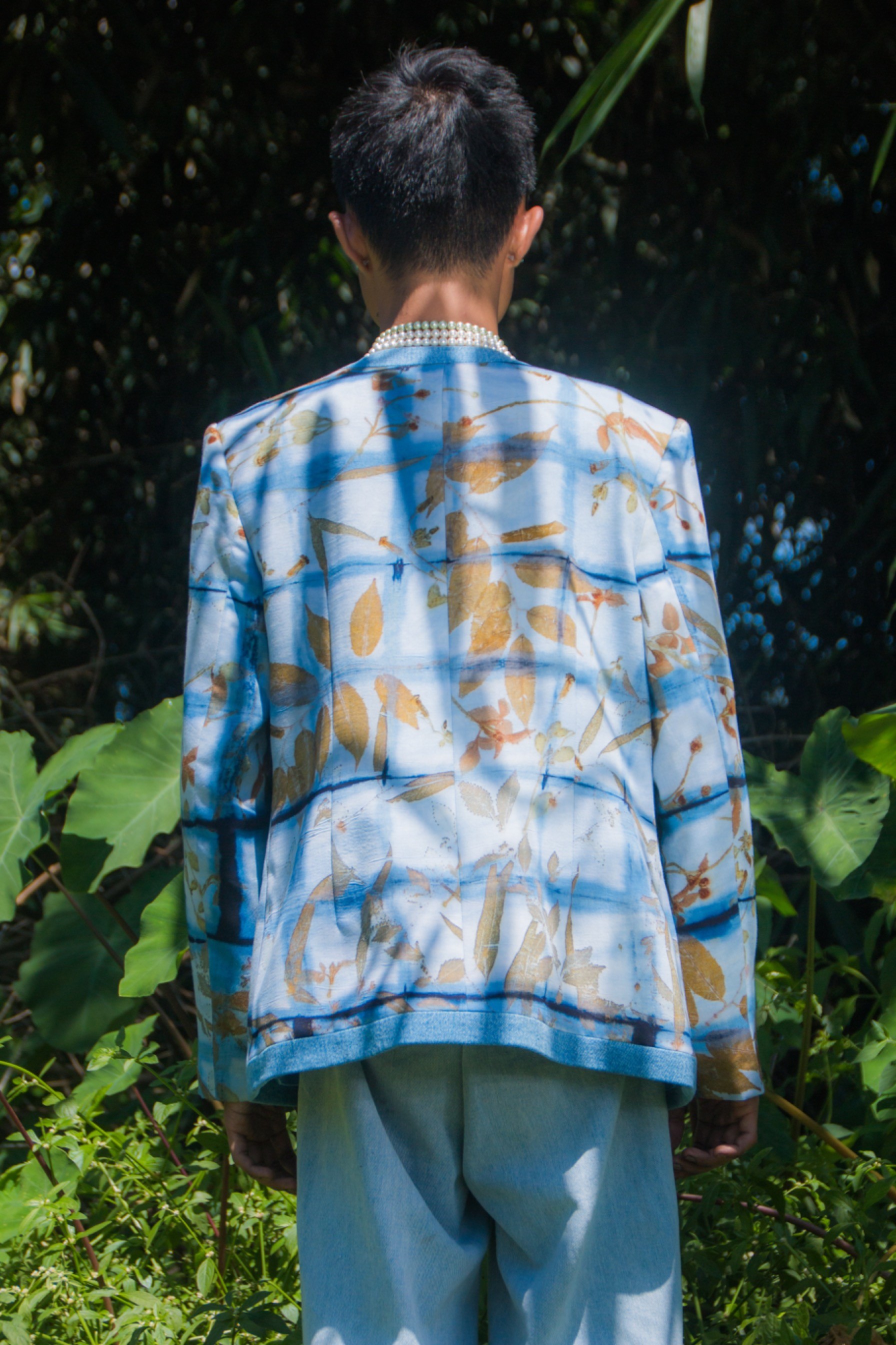 BOOLAO Blazer Liz Denim Shibori on Ecoprint