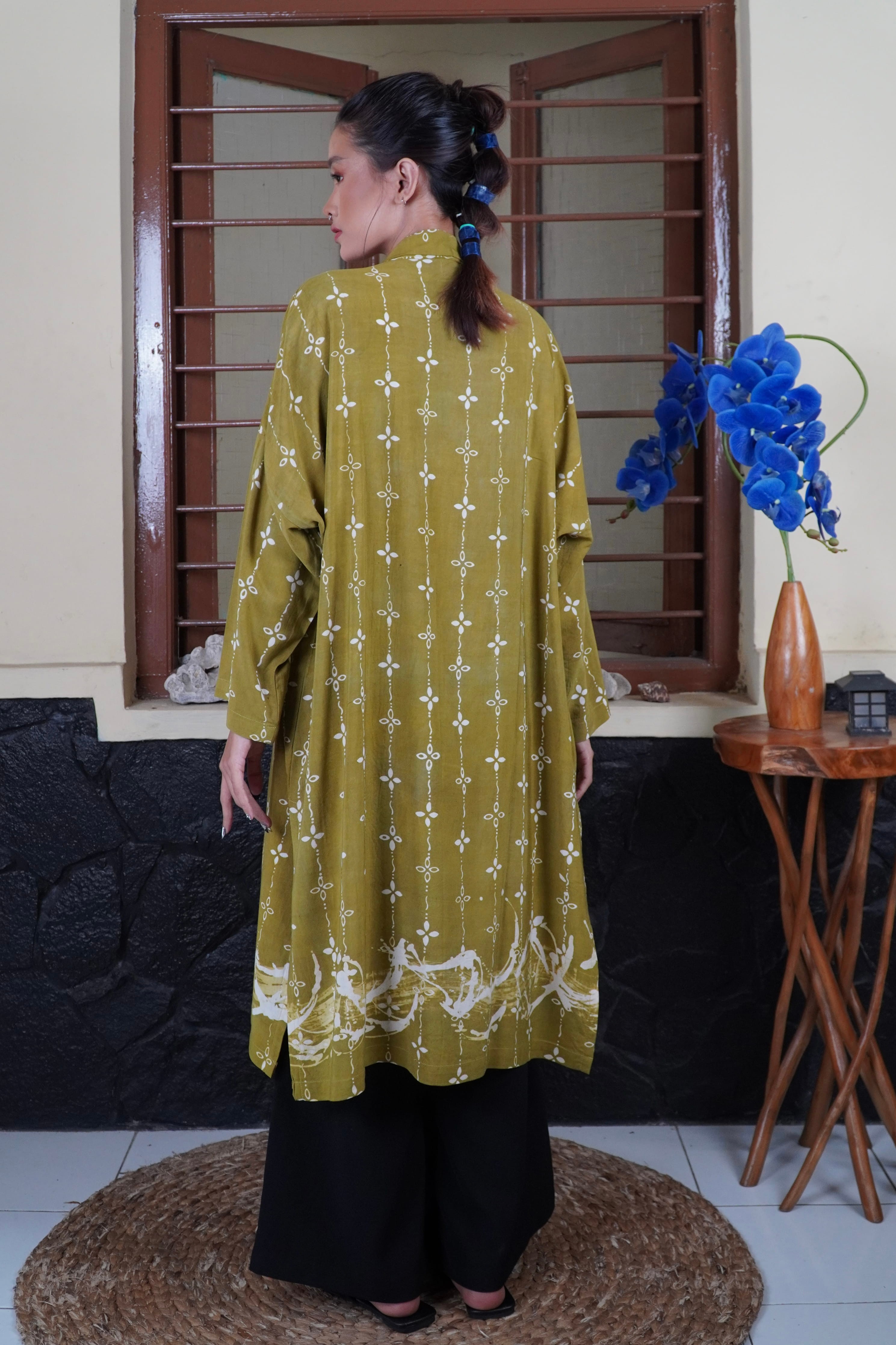 BOOLAO Kumeli Outer Kebaya Detachable Olive (Kebaya Bongkar Pasang Batik Kawung) Hijau Olive