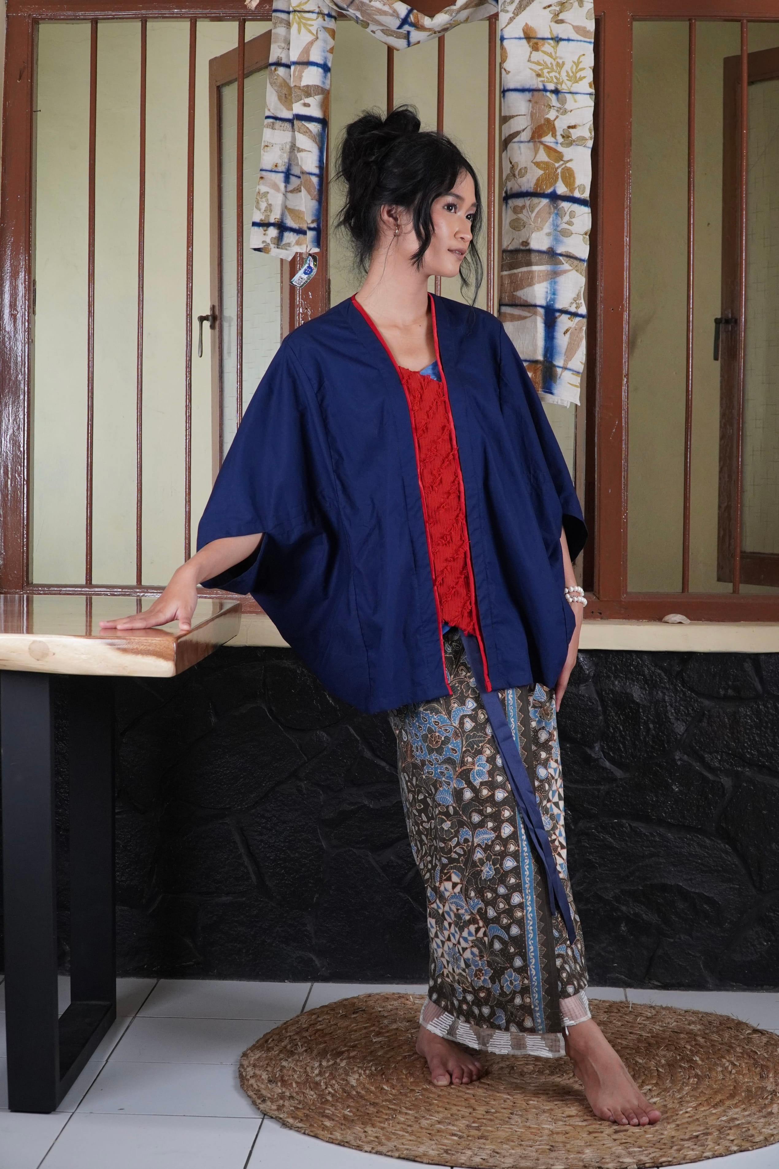 BOOLAO Kebaya Outer Kemben Detachable (Kebaya Cardigan) - Navy