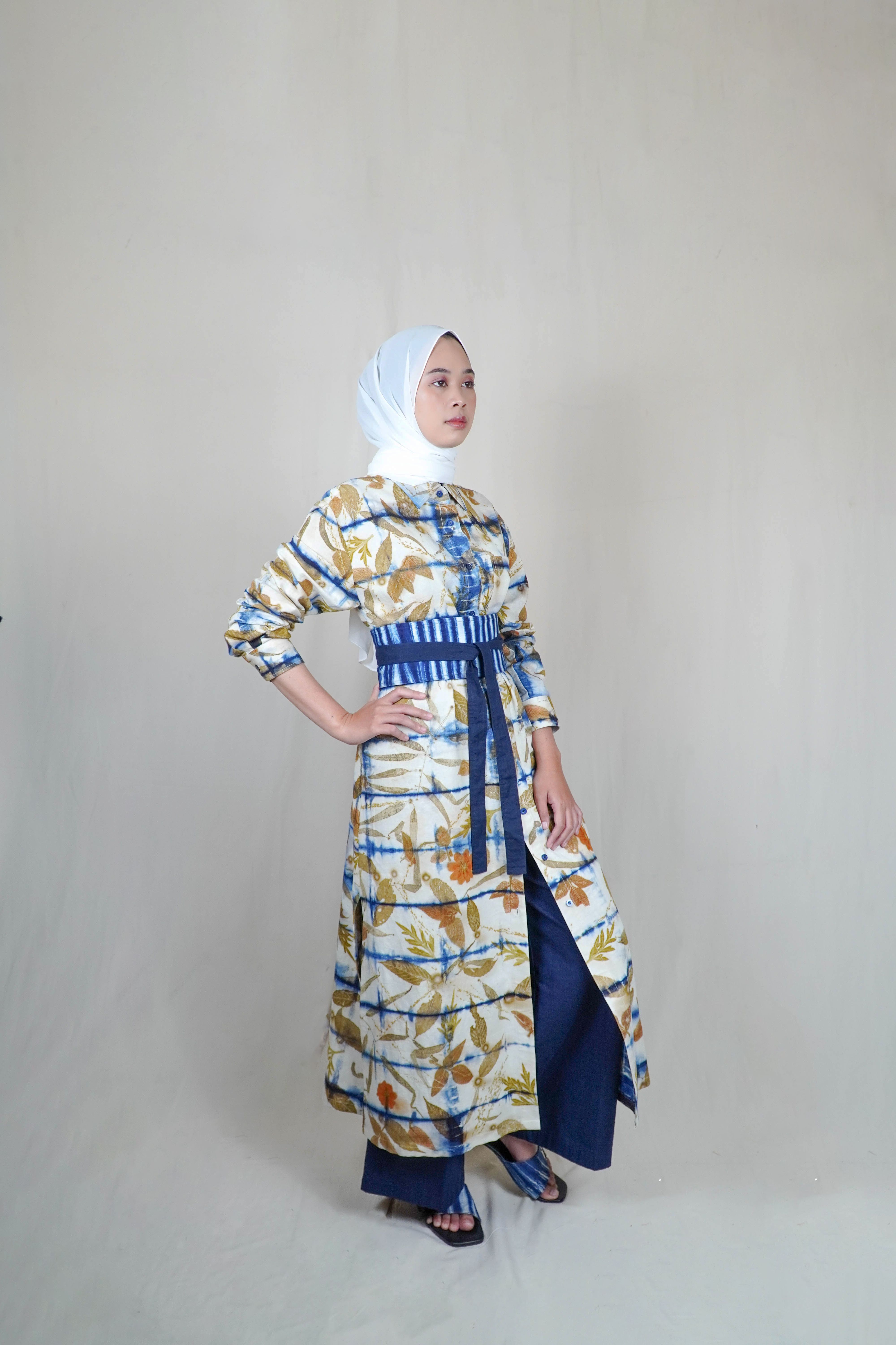 BOOLAO Kemeja Panjang Shibori on Ecoprint Itajime