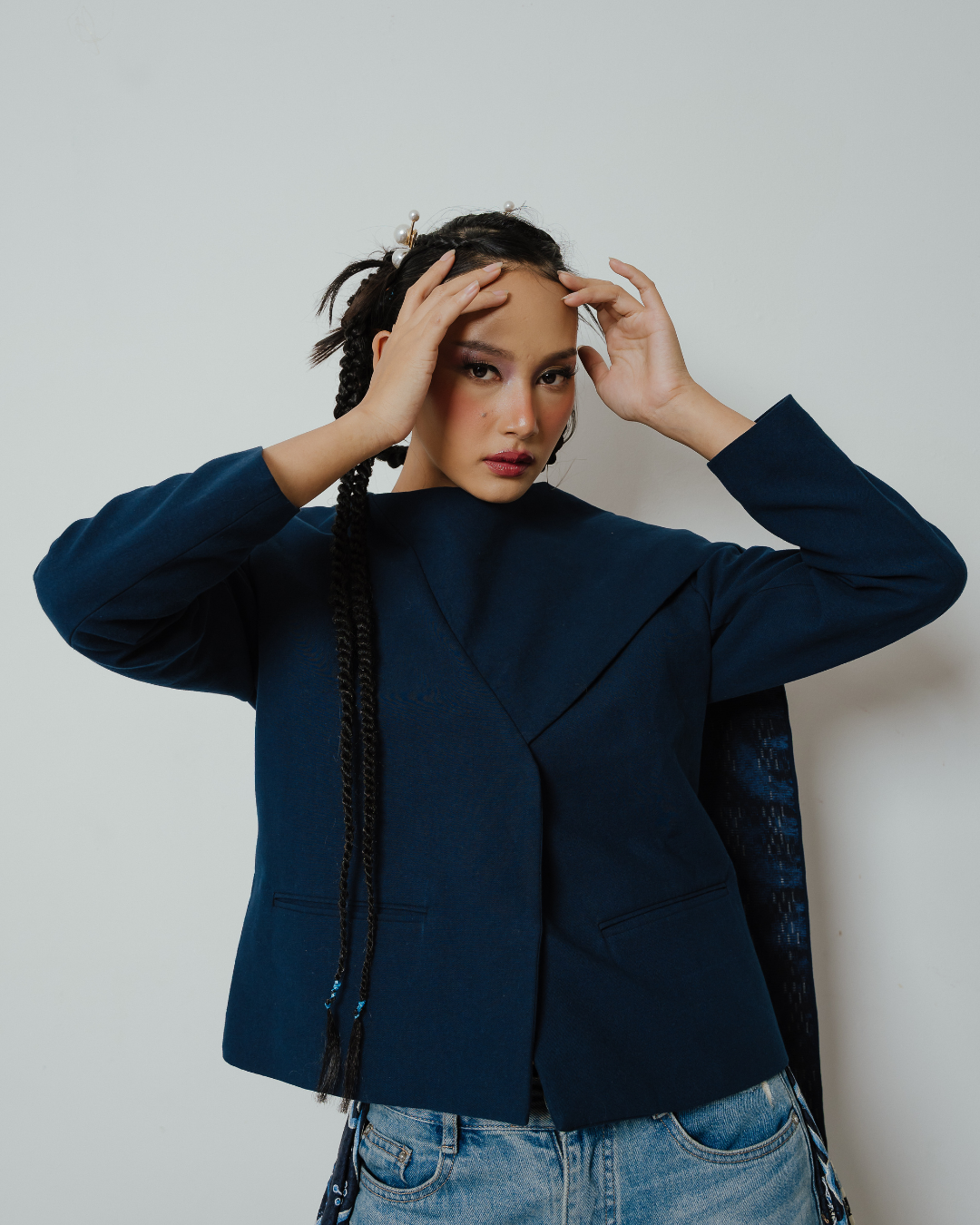 BOOLAO Blazer Janggan Selendang - Biru Navy