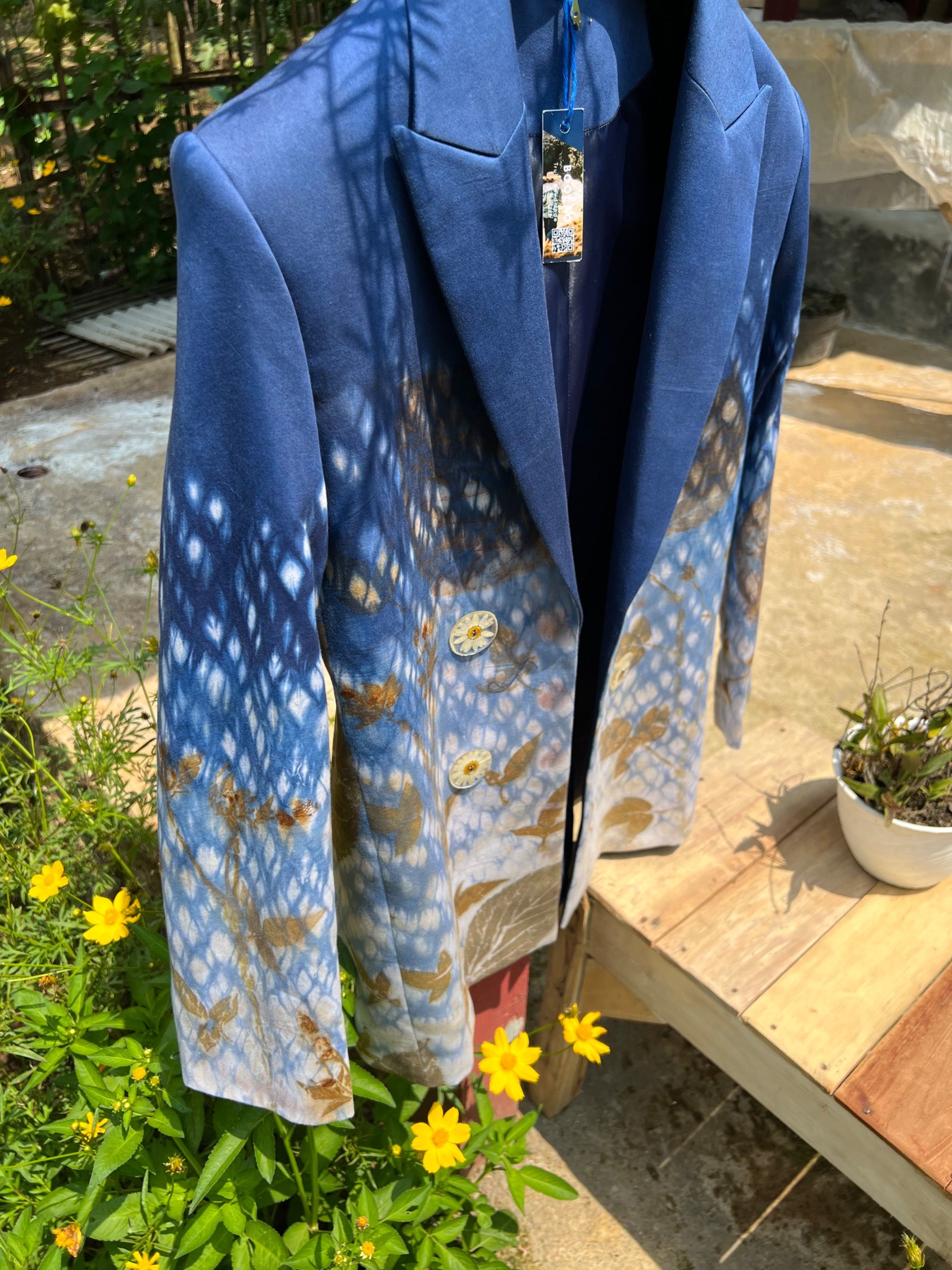 BOOLAO Ombre Peak Blazer Shibori on Ecoprint