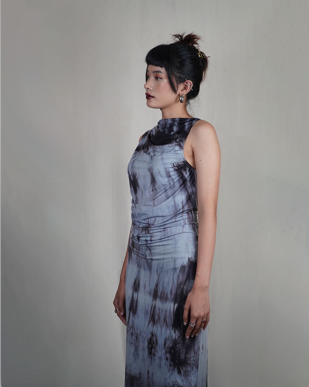 Picnic Panic Smokey Dress (Sleeveless Wringkle Tie Dye Dress) - Long
