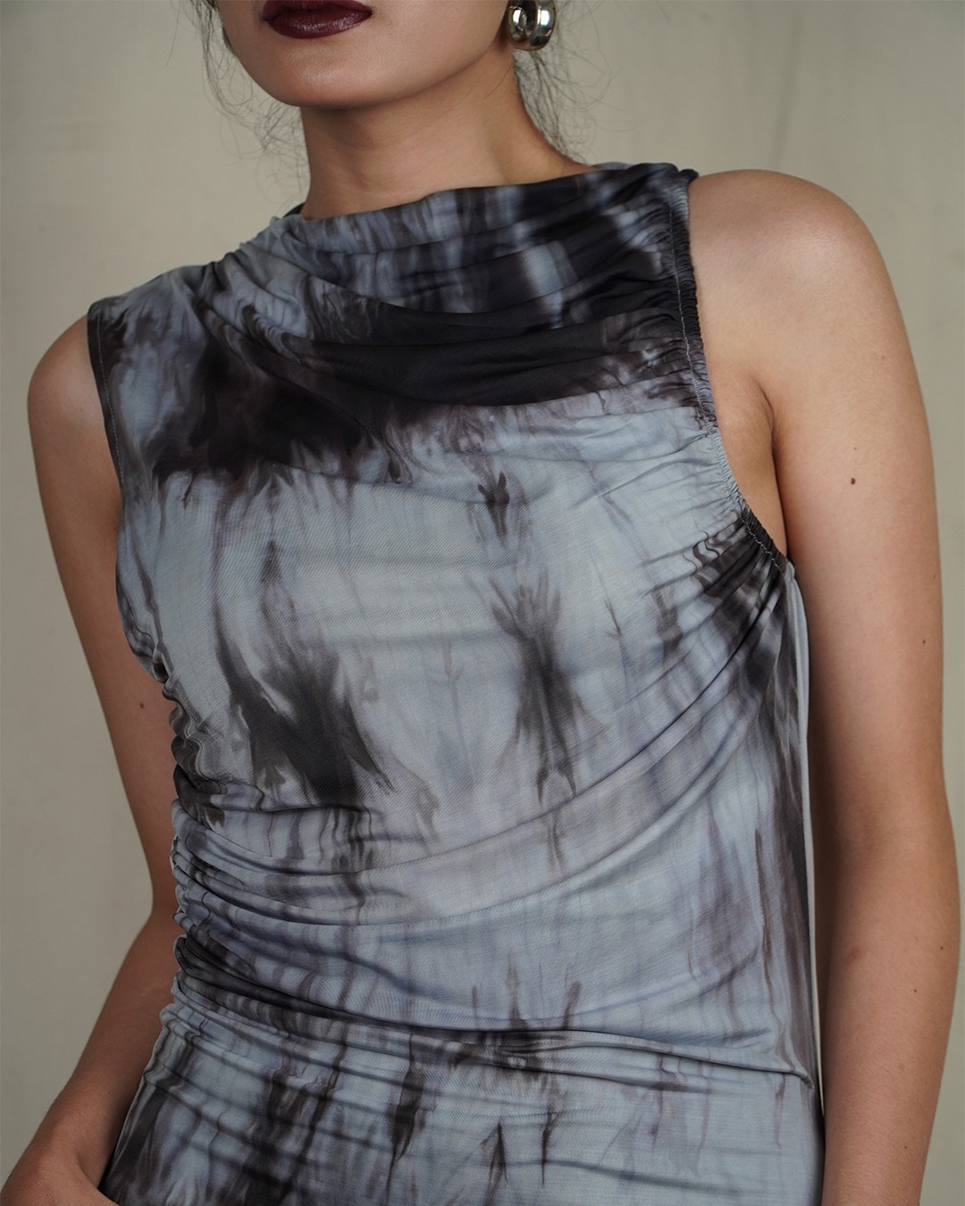 Picnic Panic Smokey Dress (Sleeveless Wringkle Tie Dye Dress) - Long