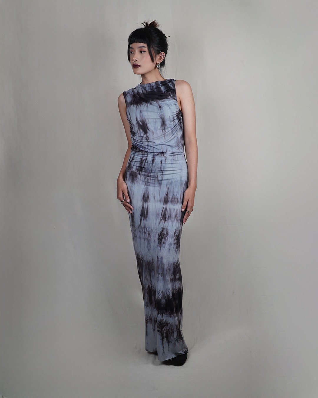 Picnic Panic Smokey Dress (Sleeveless Wringkle Tie Dye Dress) - Long