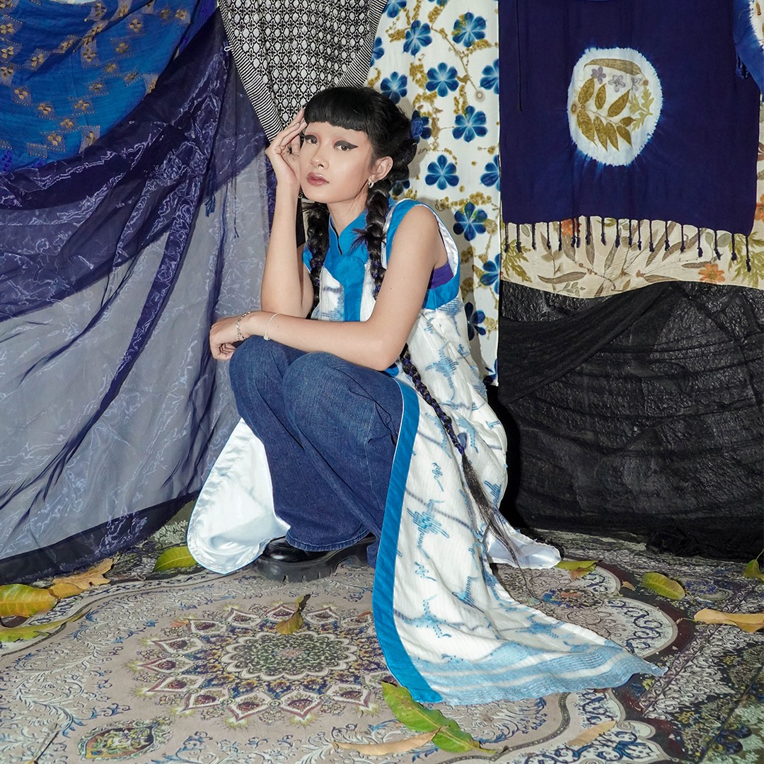 BOOLAO Overlap Cheongsam Outer Organdi - Blue