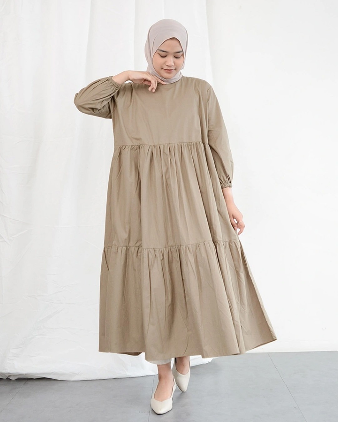 Mistyvori Haifa Dress Bahan Poplin Tunik Wanita Muslim Panjang
