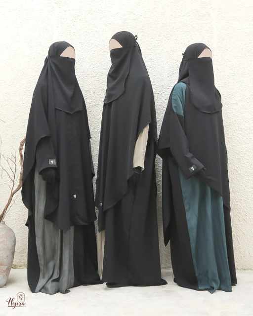 Image of Natural Fabric Waterdye Abaya 2Tone