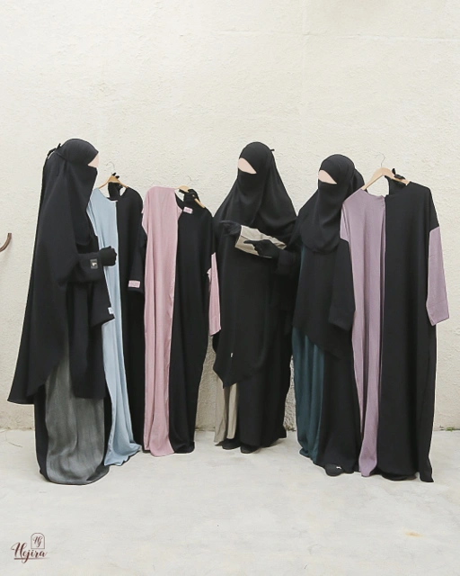 Image of Natural Fabric Waterdye Abaya 2Tone