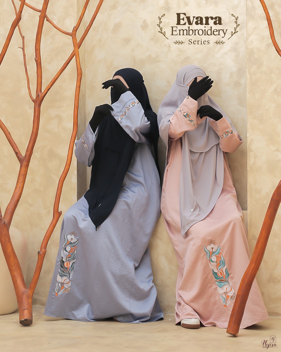 Hejira The Signature Embroidery EVARA Abaya Cupro Look