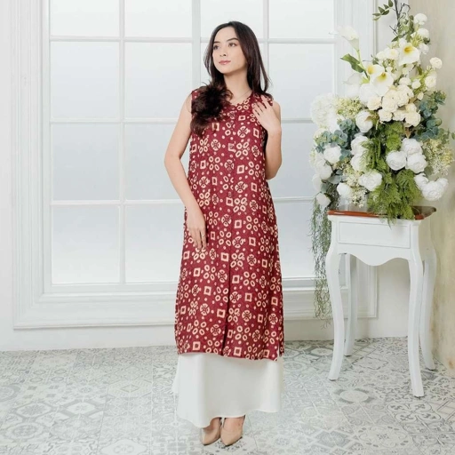 Image of ALMA Long Outer Tunik Lebaran Batik Kondangan Obi Belt