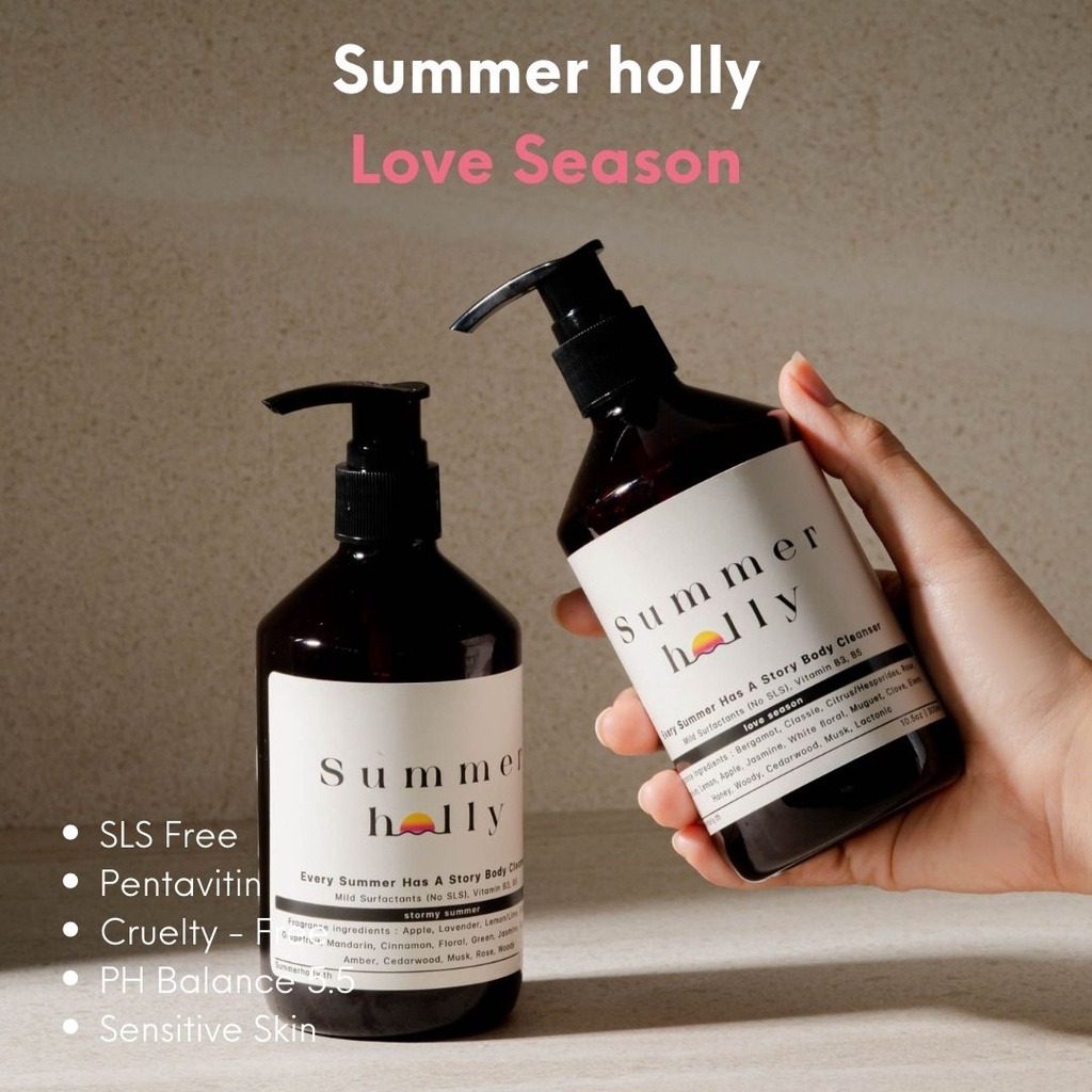 เจลอาบน้ำสูตรผิวนุ่มชุ่มชื้น มีวิตามิน B3,5 กลิ่น Love season | Summer holly | Body cleanser
