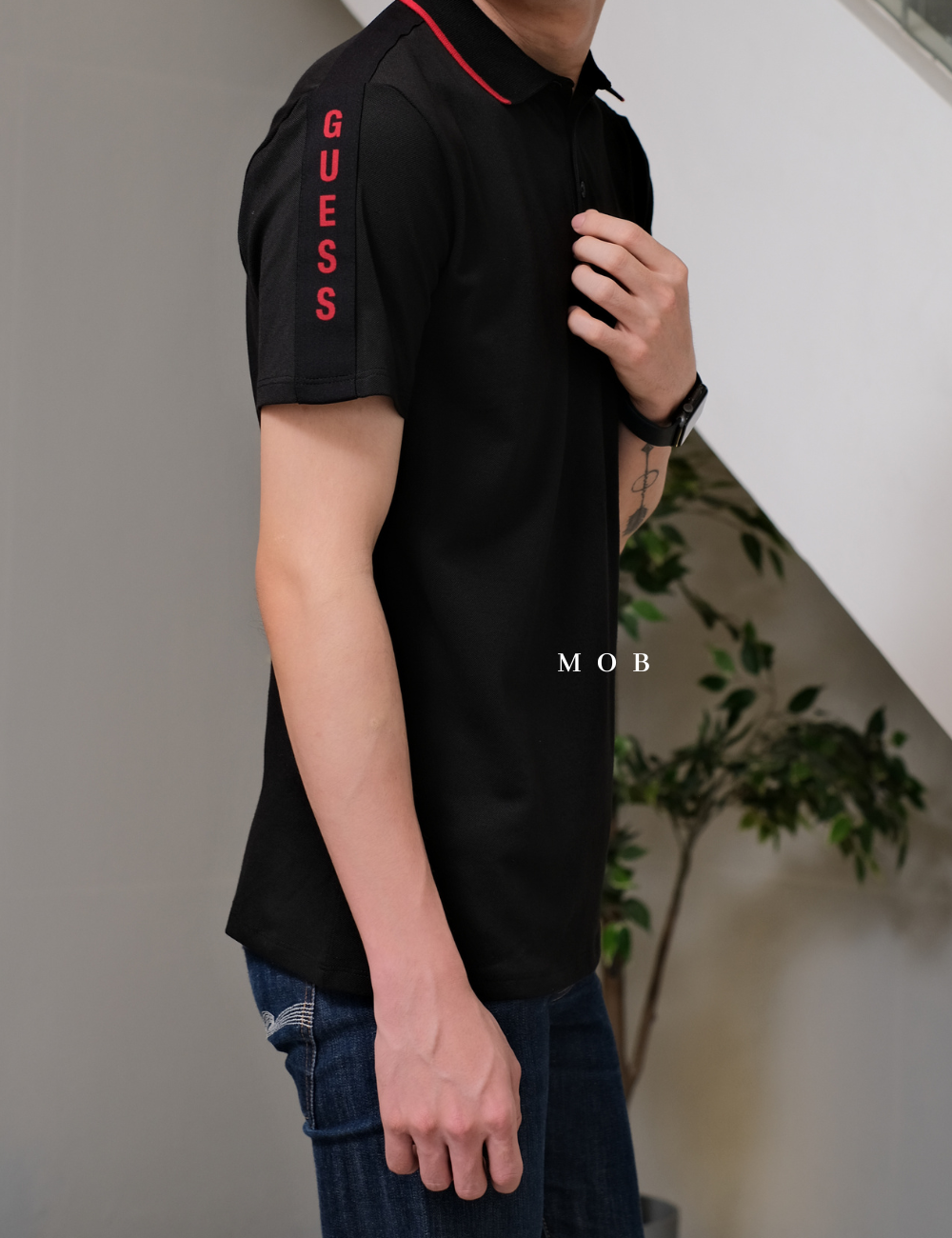 GSSPS01002A Pique Logo Tape Polo Black