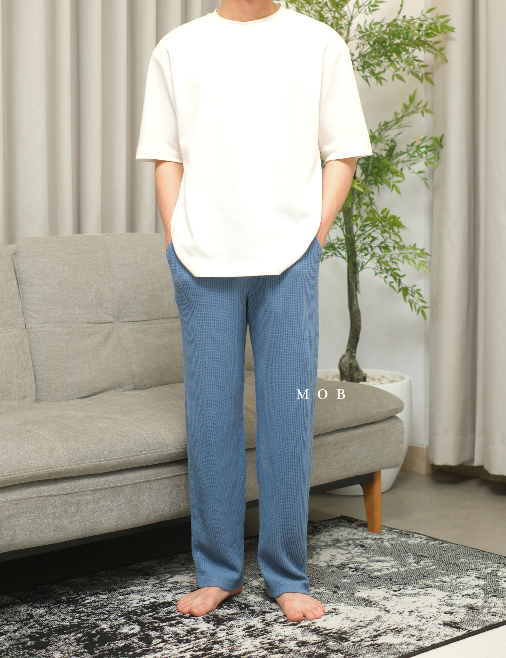 ONPJ02001 Waffle Pajama Pants Blue