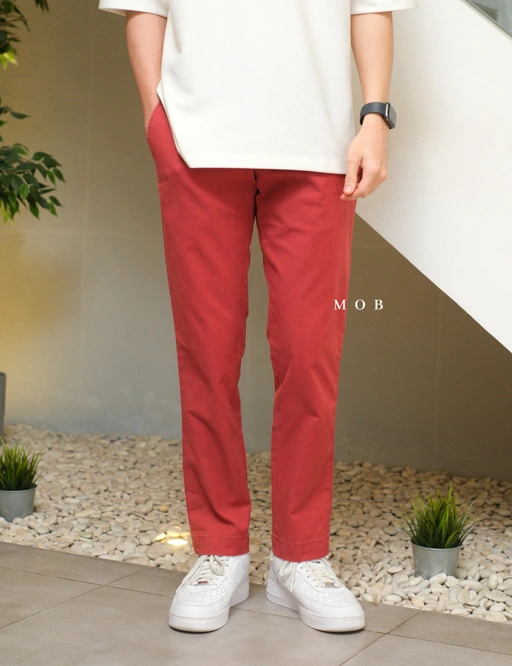 Image of BRPT1301 MASON Athletic Tapered Chino Pants Barn Red