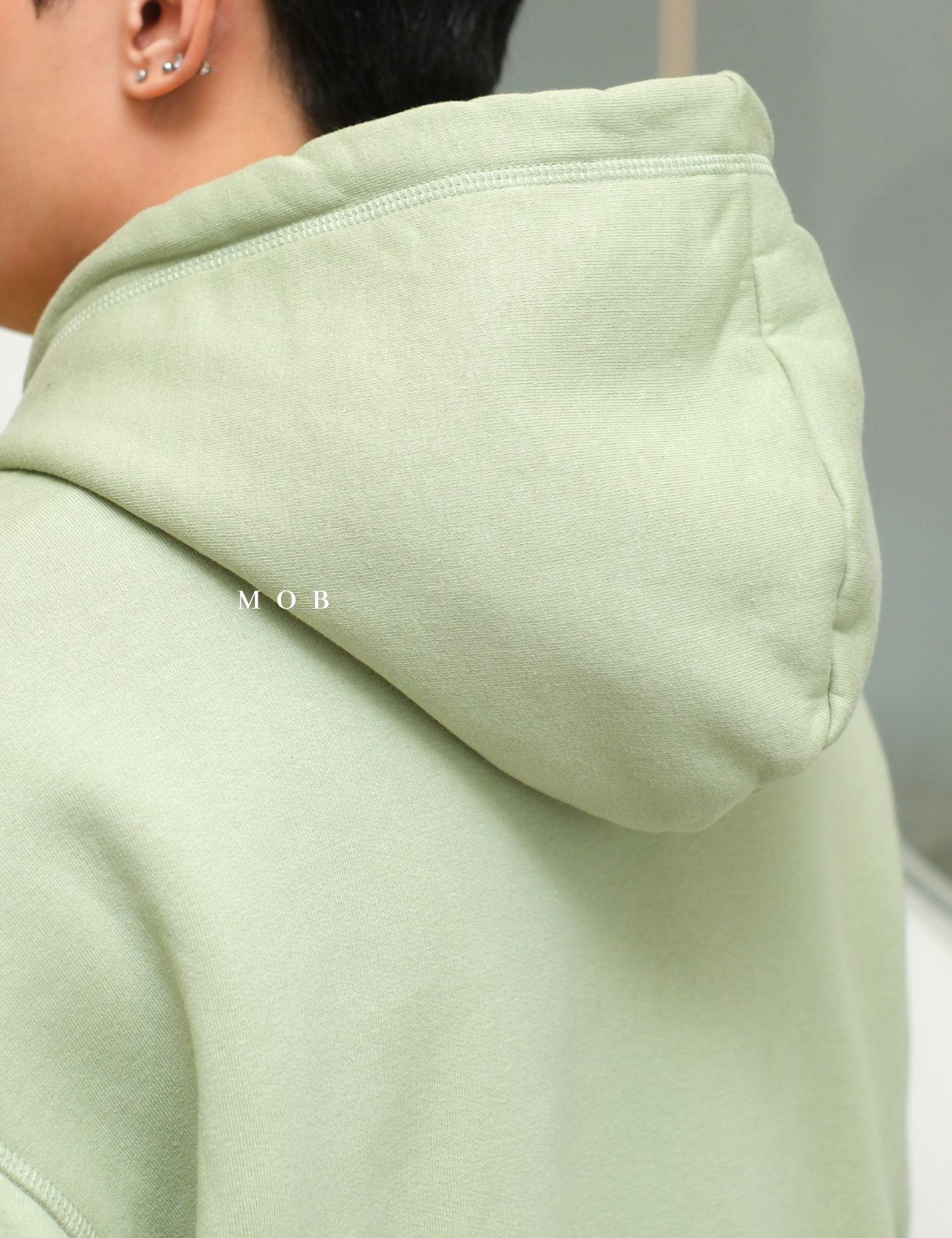HMHOD03002B RELAXED FIT Pullover Hoodie Sage Green V2