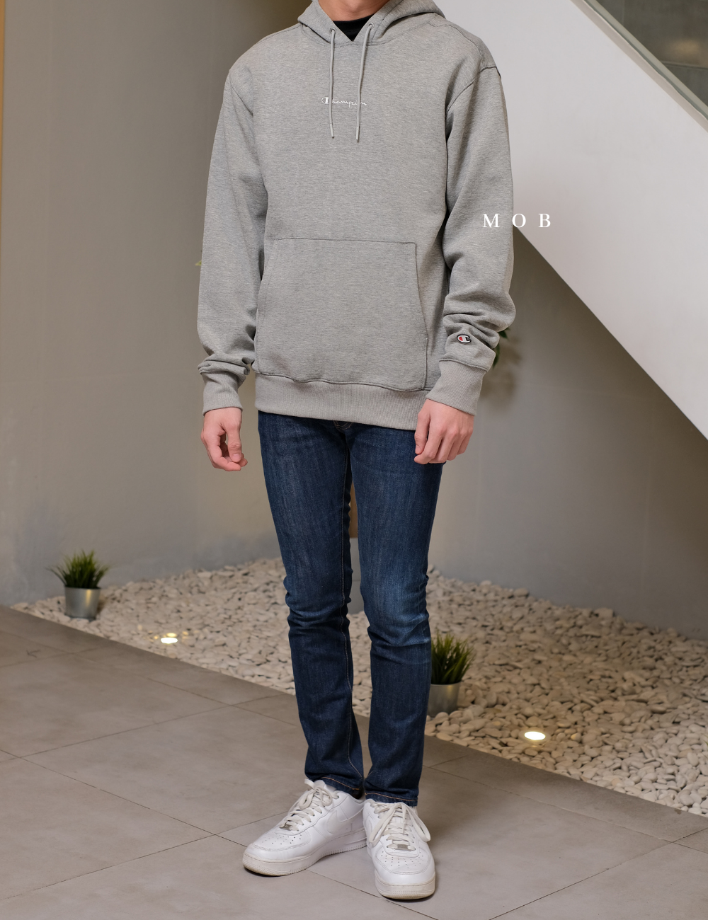 CHMPHOD1706B Tech Weave Flex Hoodie Oxford Grey