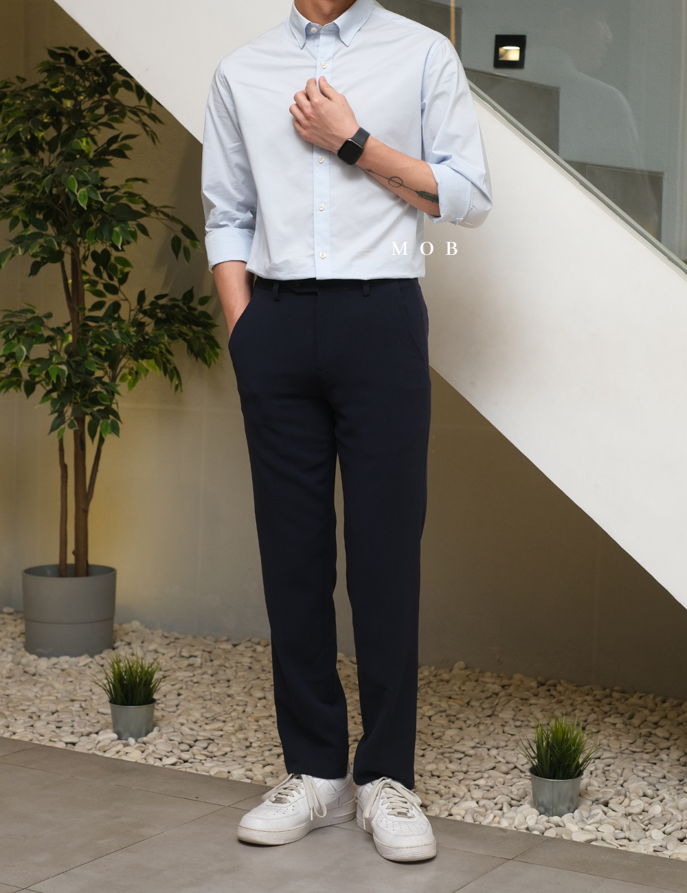 LZLSS01005 Slim LS Shirt Light Blue