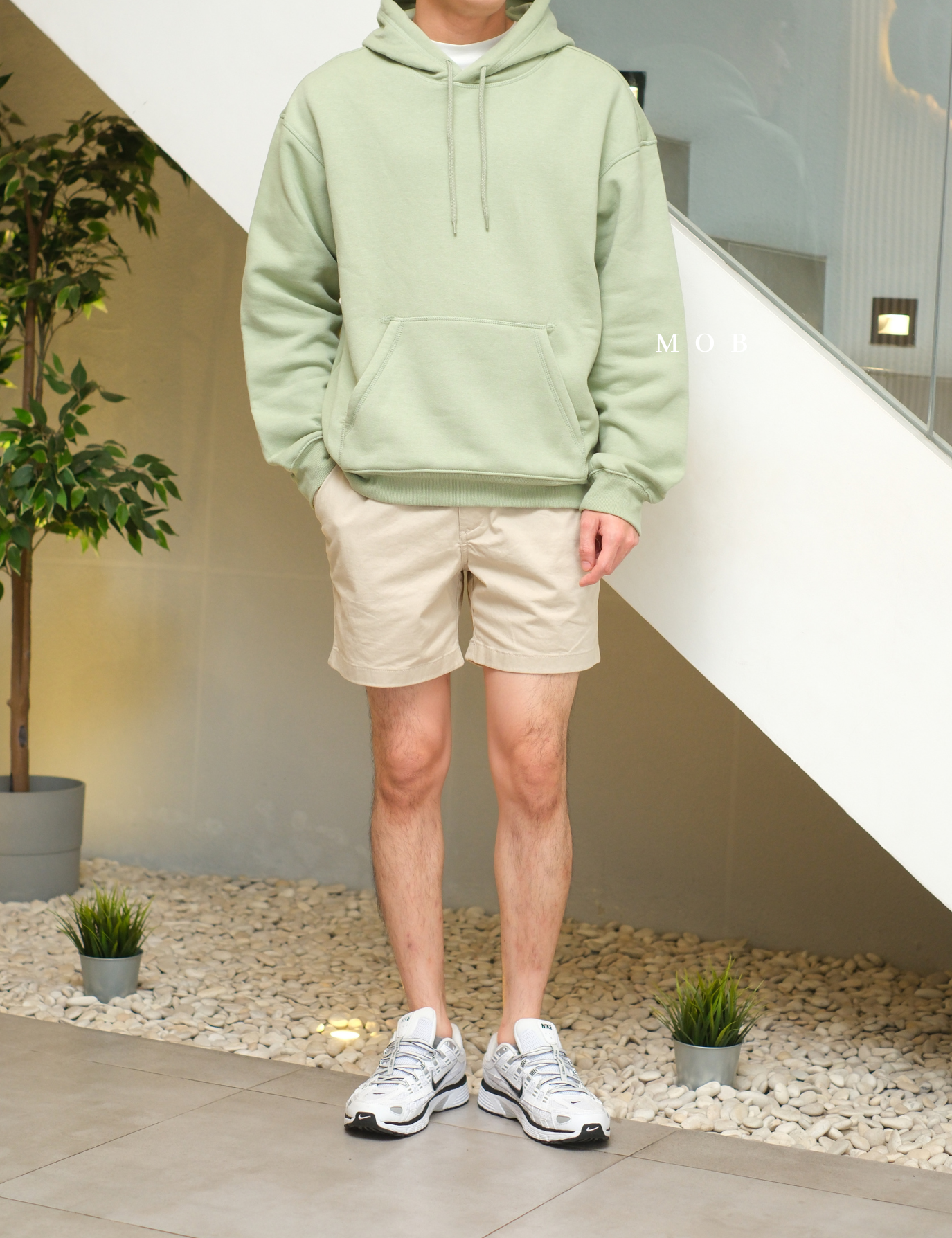 HMHOD03002B RELAXED FIT Pullover Hoodie Sage Green V2