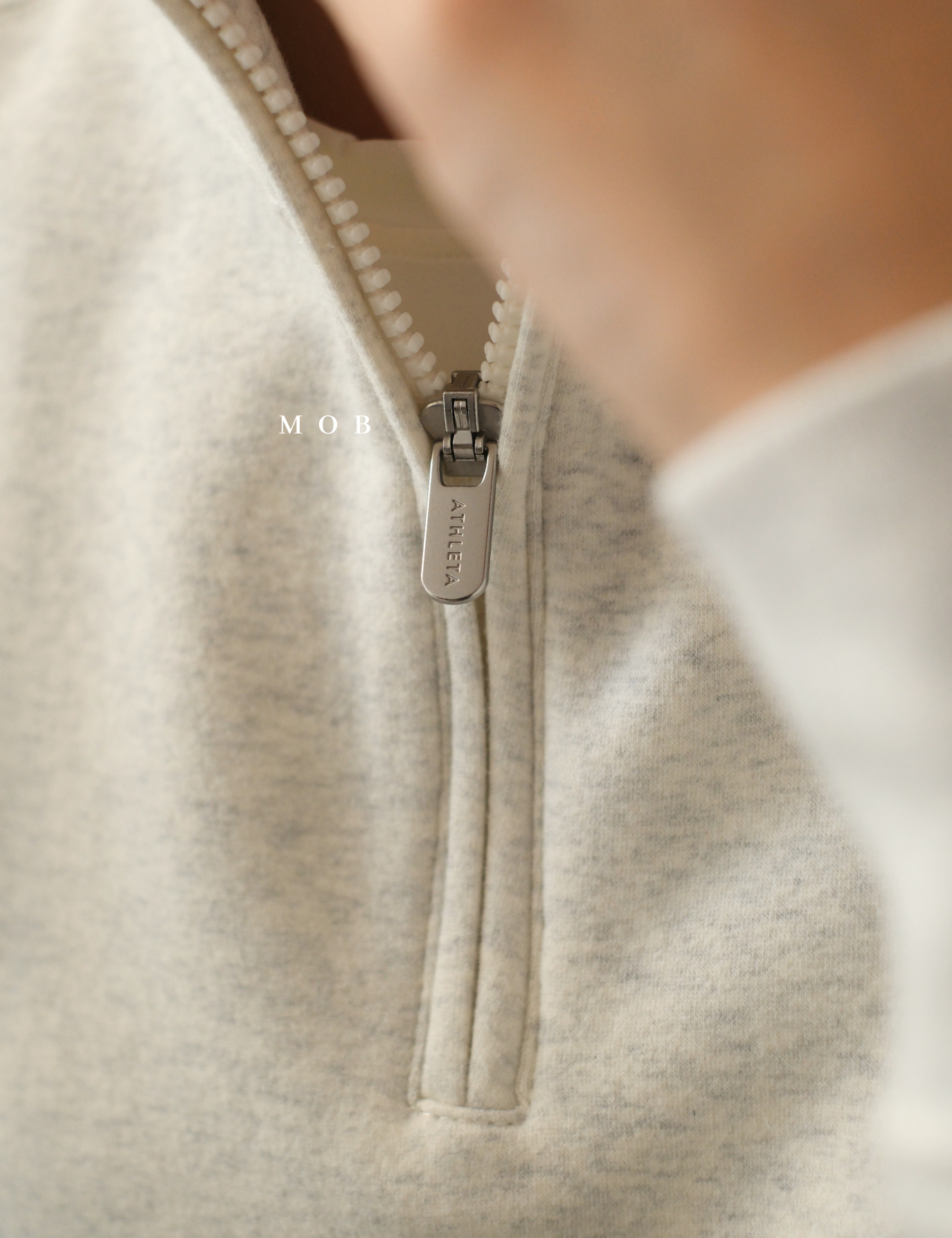 ATHSW02002A Forever Fleece 1/4 Zip Sweatshirt Ivory Misty
