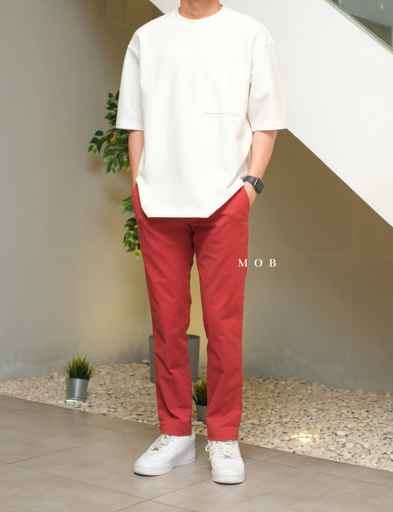 BRPT1301 MASON Athletic Tapered Chino Pants Barn Red