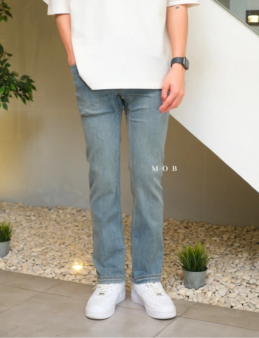Image of DTPT03001 Ballroom Double Flex SLIM Jeans Light Blue Washed