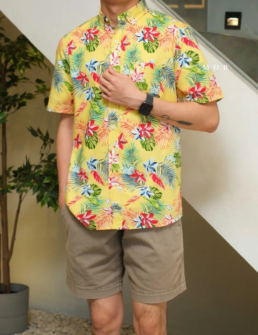 Image of CRSSS03022 Monet Tropical SS Shirt Yellow