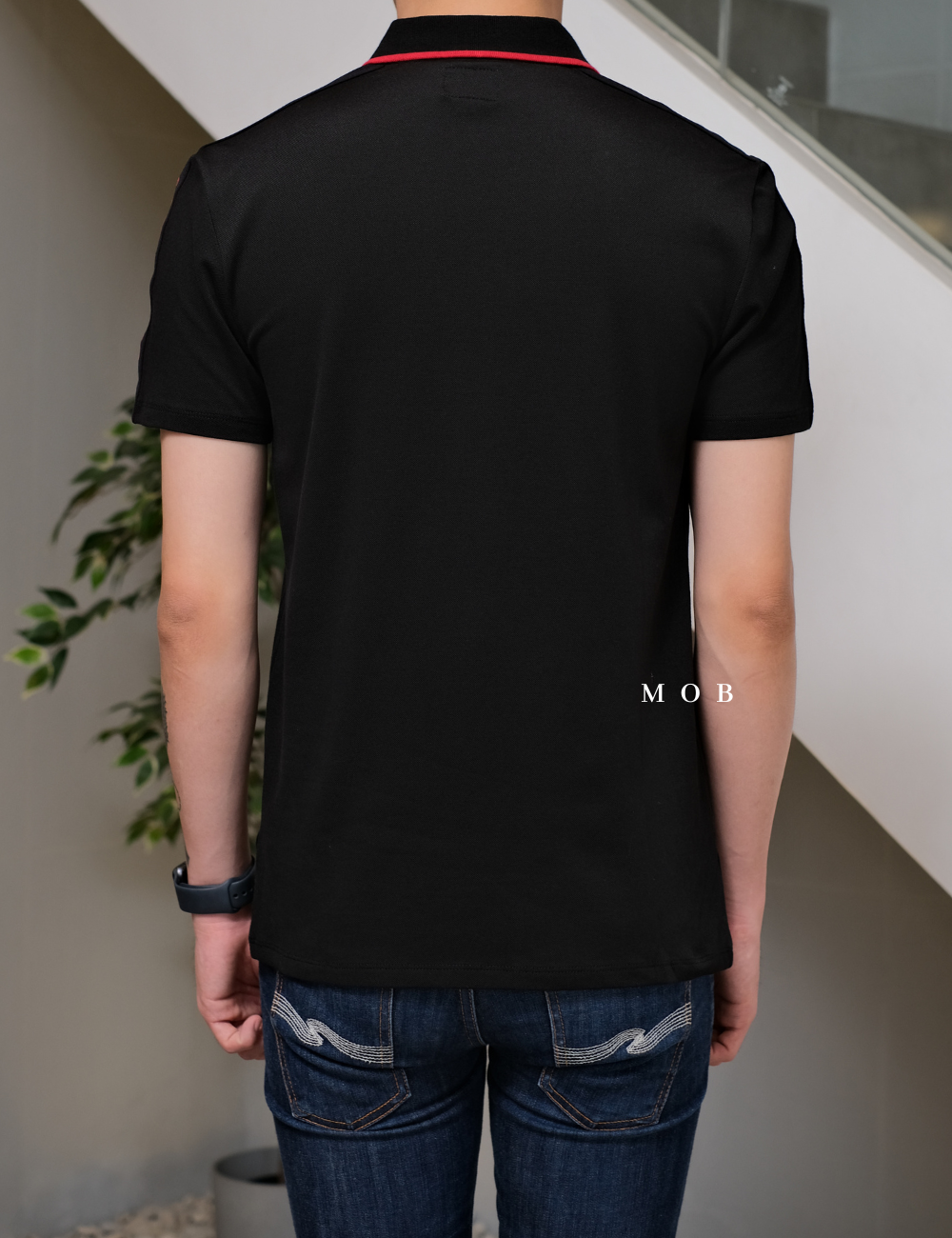 GSSPS01002A Pique Logo Tape Polo Black