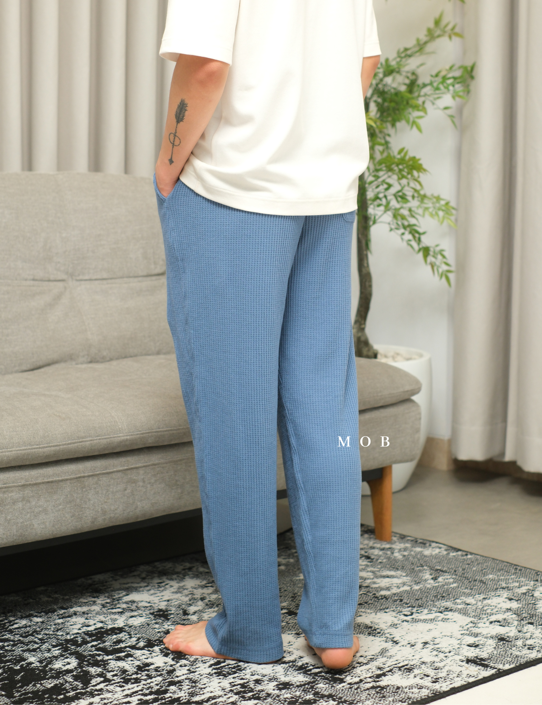 ONPJ02001 Waffle Pajama Pants Blue