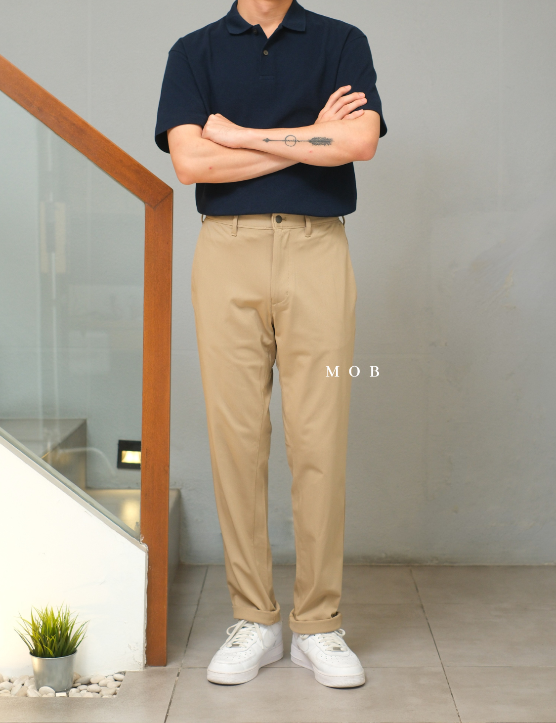 LEPT01004 Straight Leg Flex Performance Chino Pants Khaki