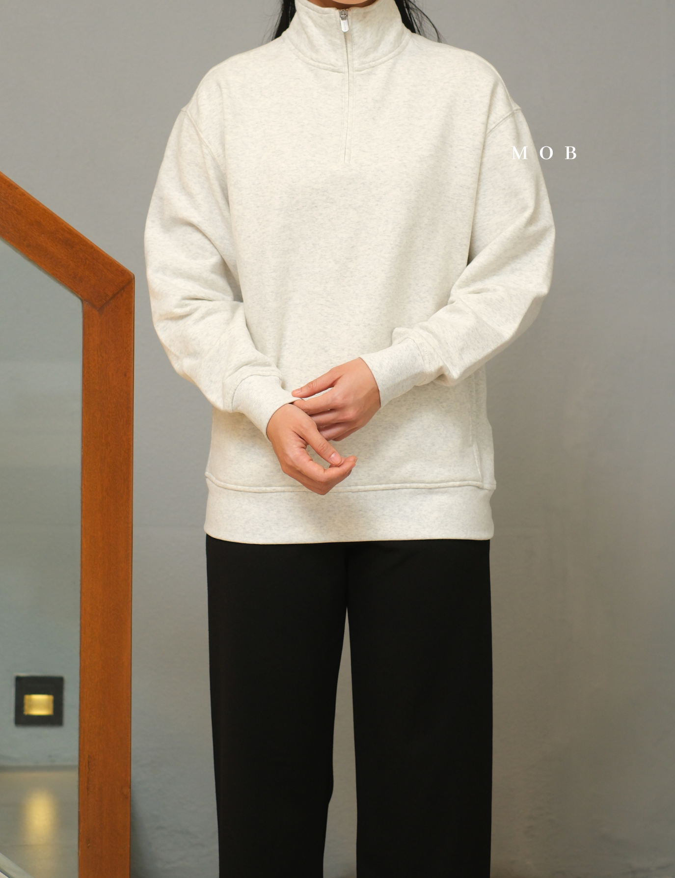 ATHSW02002A Forever Fleece 1/4 Zip Sweatshirt Ivory Misty