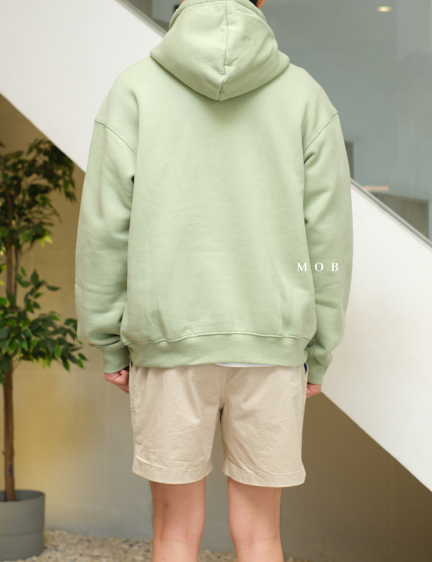 HMHOD03002B RELAXED FIT Pullover Hoodie Sage Green V2
