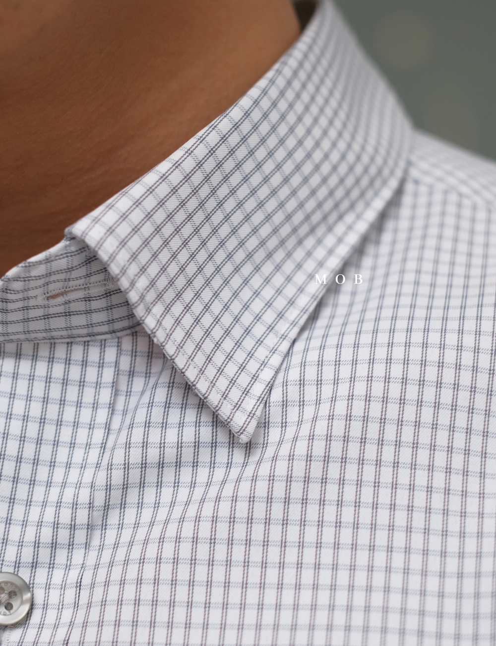 LZLSS01006A Slim LS Shirt White Grey Gingham