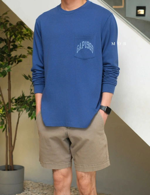 Image of GPLST1102D 1969 Arch Logo Pocket LS Tee Blue