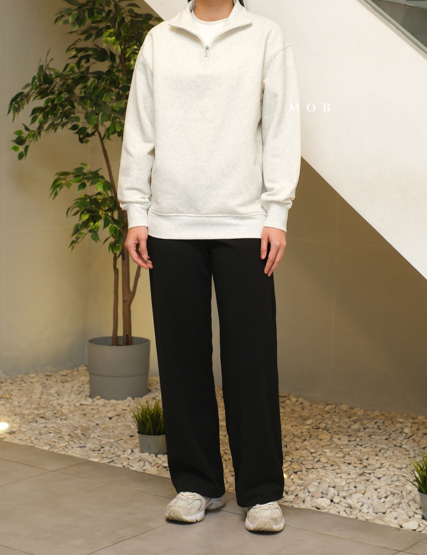 ATHSW02002A Forever Fleece 1/4 Zip Sweatshirt Ivory Misty