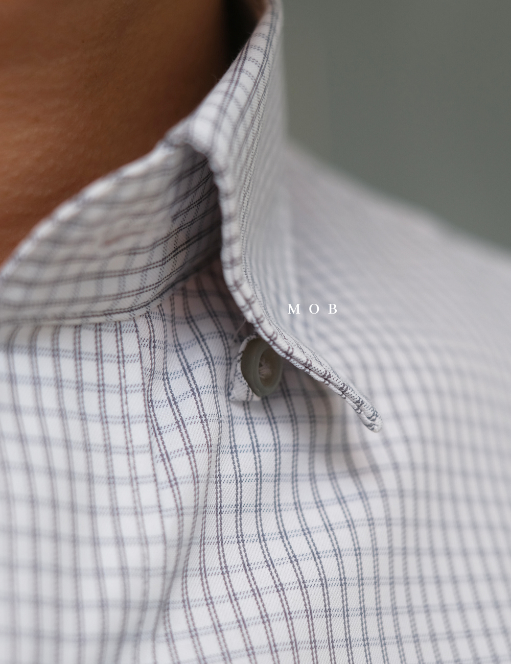 LZLSS01006A Slim LS Shirt White Grey Gingham