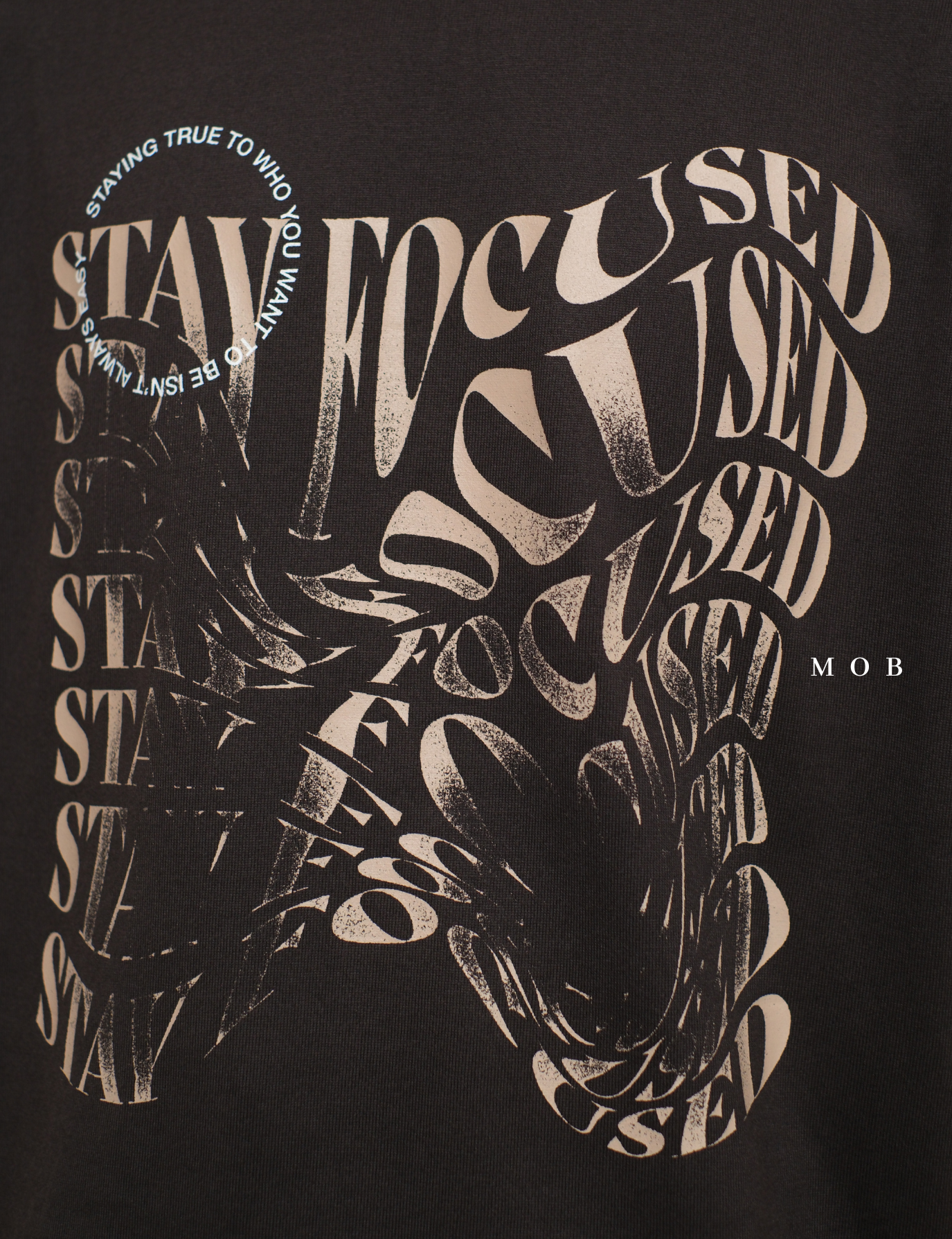 MODSST01004 Oversized Stay Focused Graphic SS Tee Dark Brown