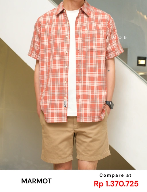 Image of MMSSS02002B Aerobora Novelty SS Shirt Terracotta Plaid