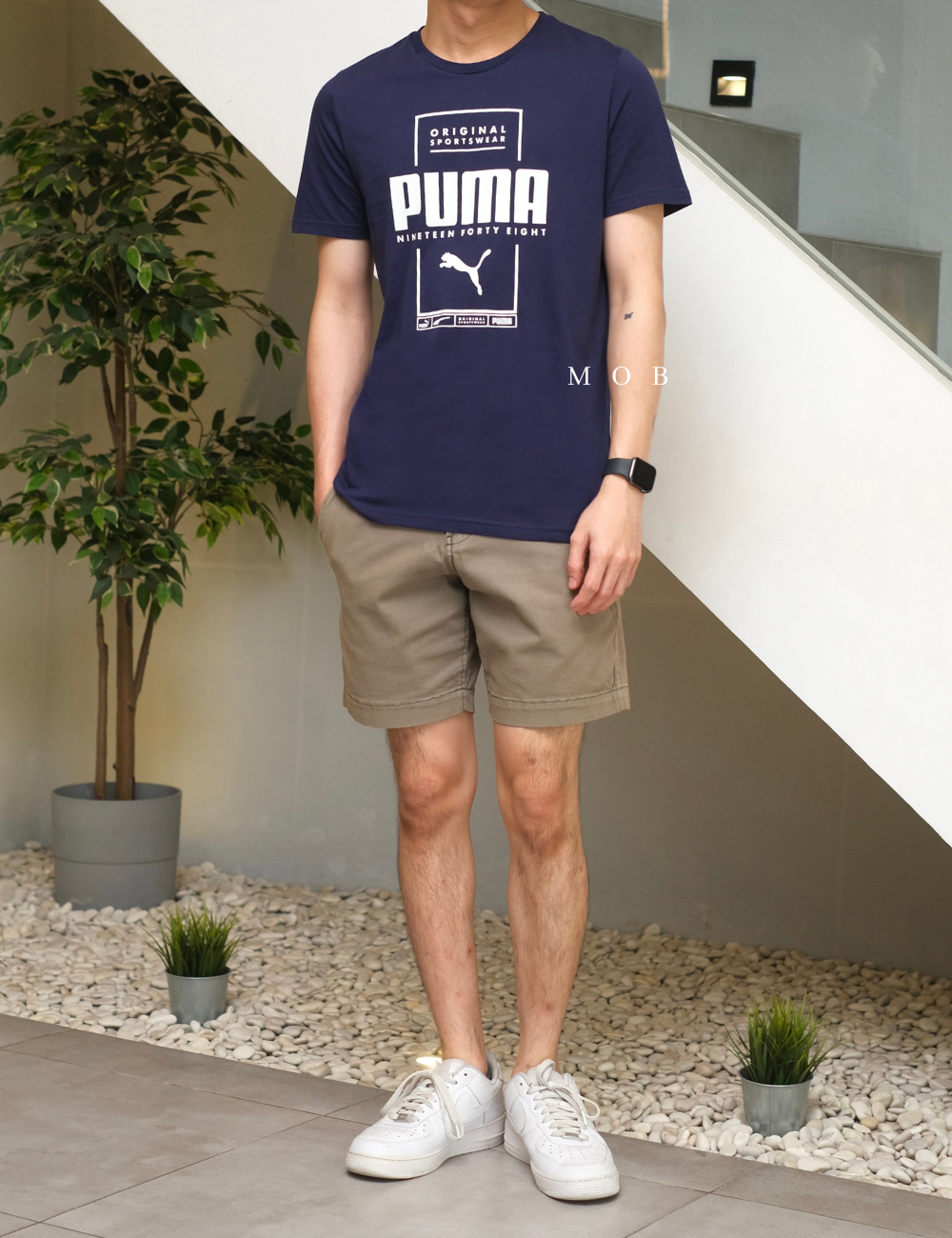 PMSST09007 Box Graphic Script Logo SS Tee Navy 