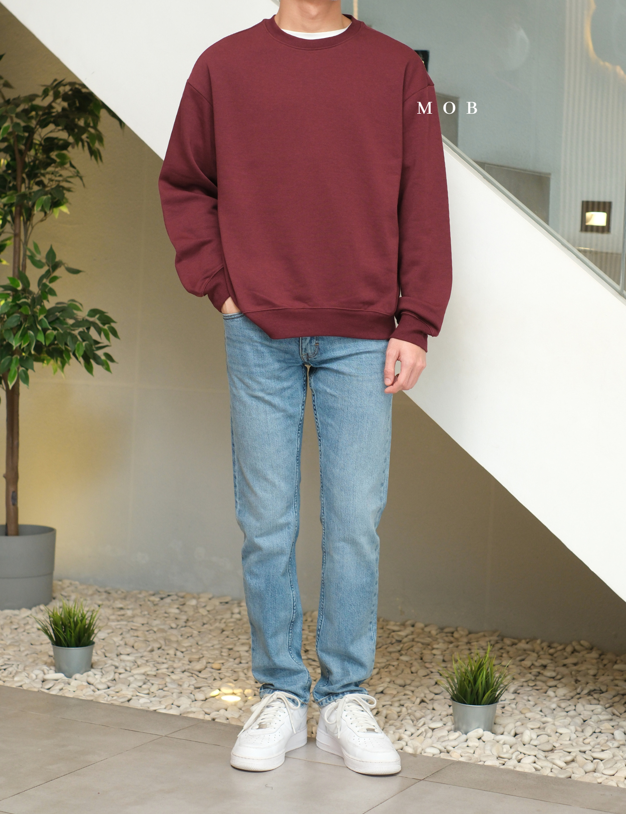 HMSW04002 Loose Fit Sweatshirt Maroon