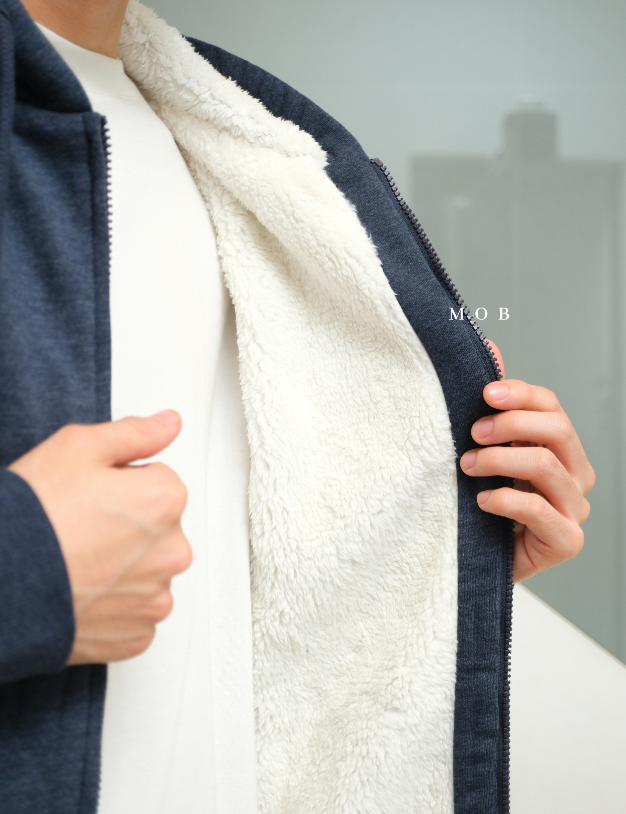 PHFZ01001 Sherpa Lined Full Zip Hoodie Navy