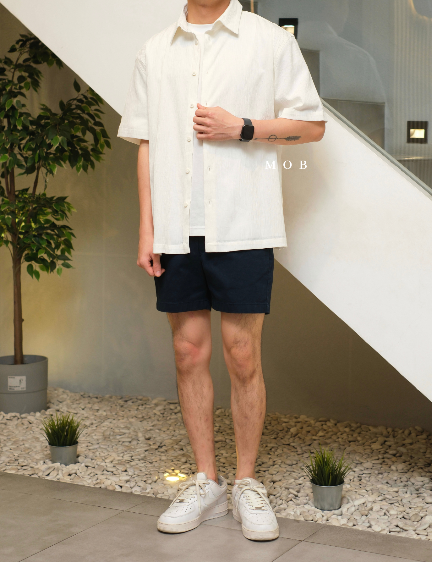ICN01SSS001-001 Crinkled SS Shirt White 