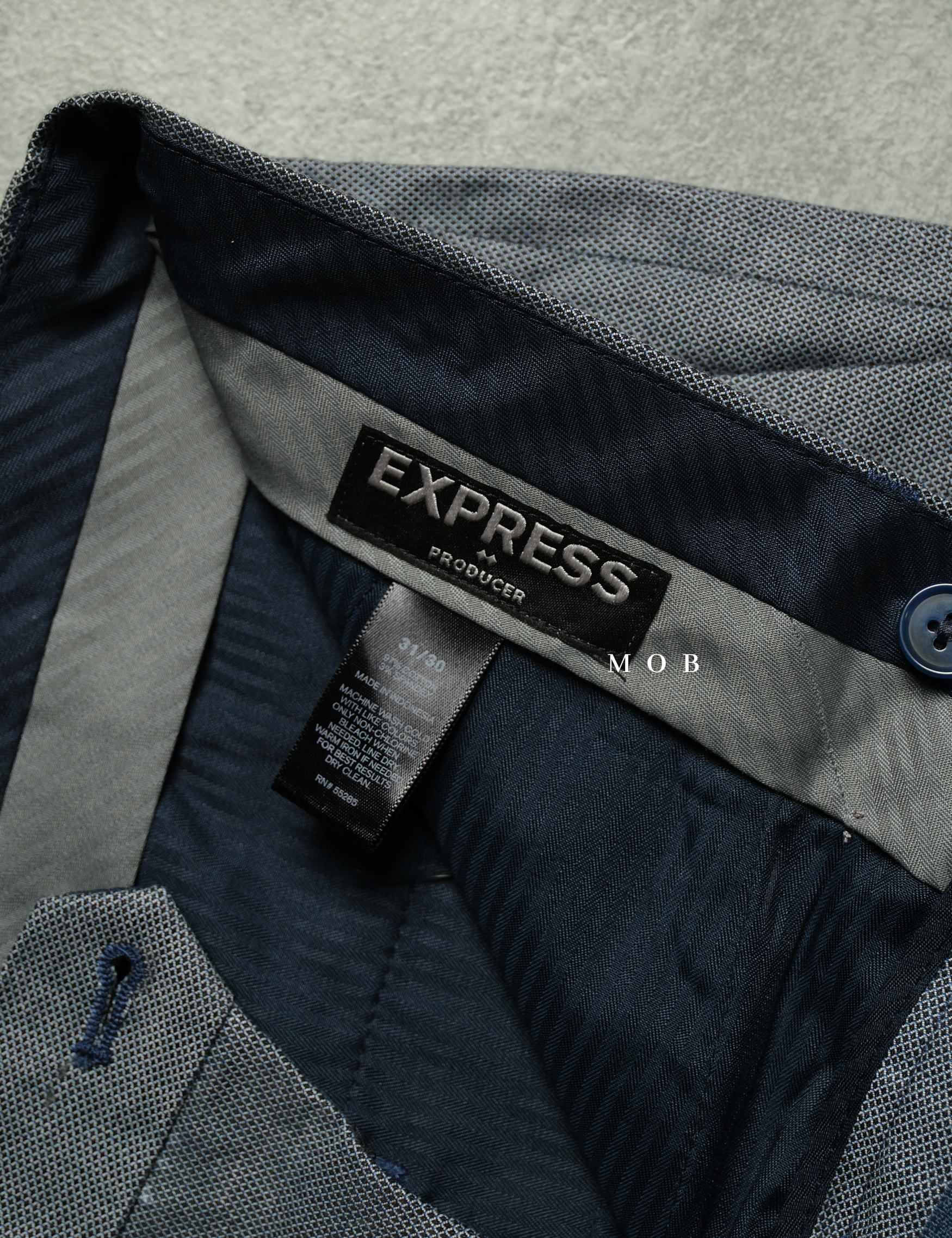 EXPT1402A Producer Modern Fit Pants Navy Grey Textured