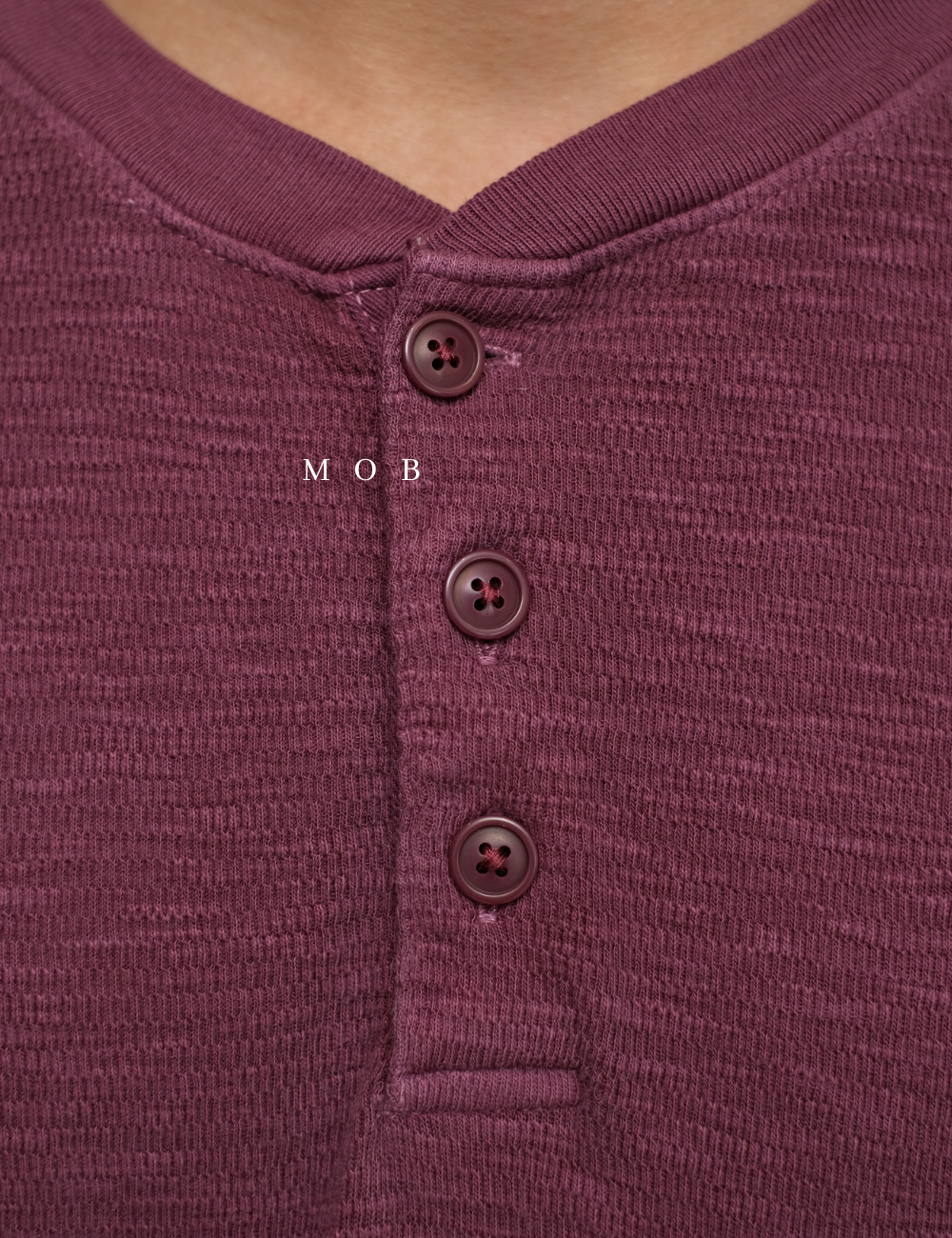 GPLST07006 Textured Henley LS Tee Light Maroon