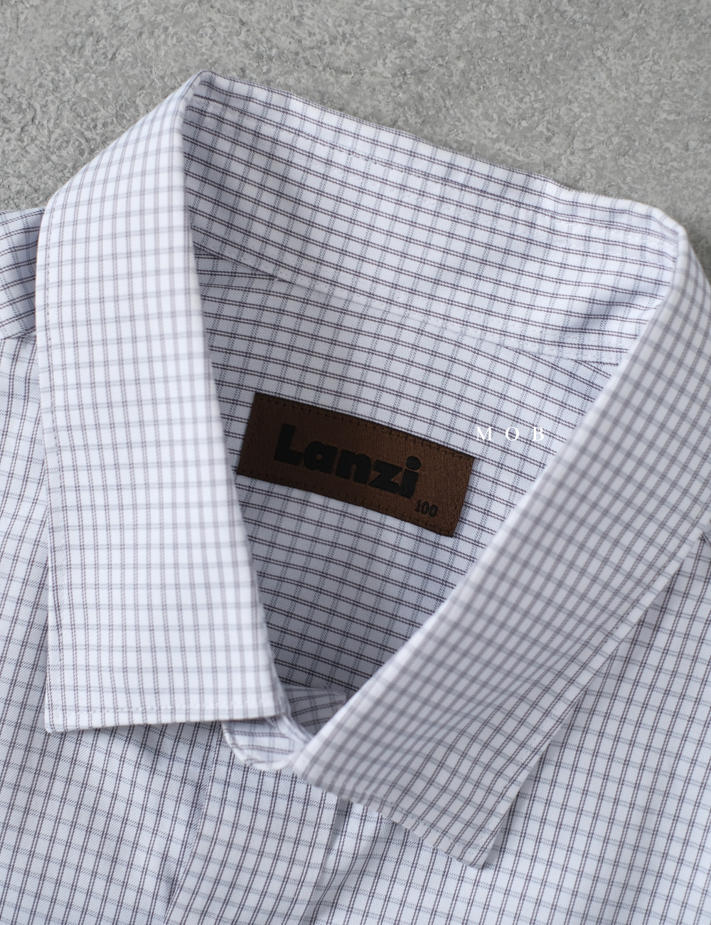 LZLSS01006A Slim LS Shirt White Grey Gingham