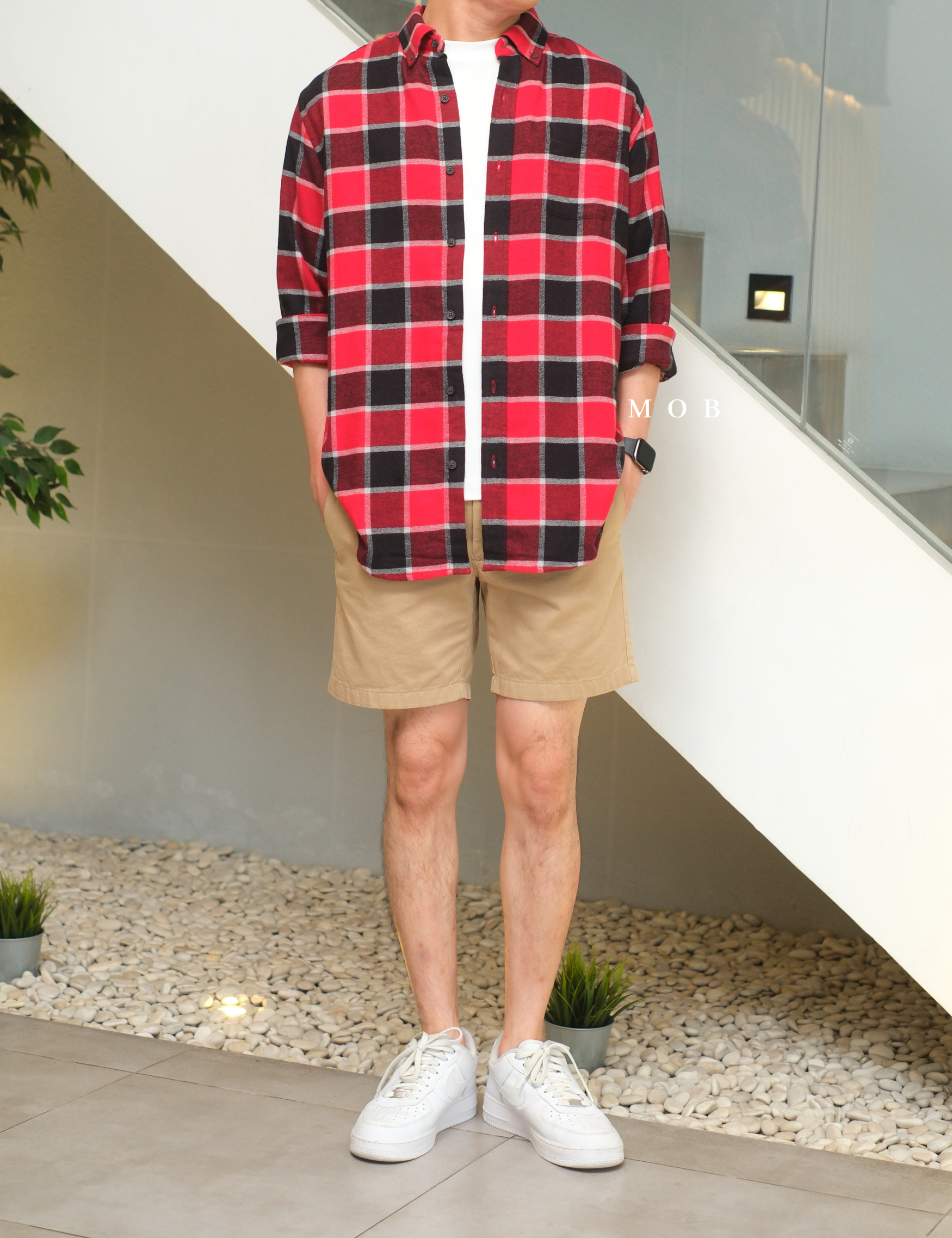 CNBLSS01005 Flannel LS Shirt Red Black Plaid