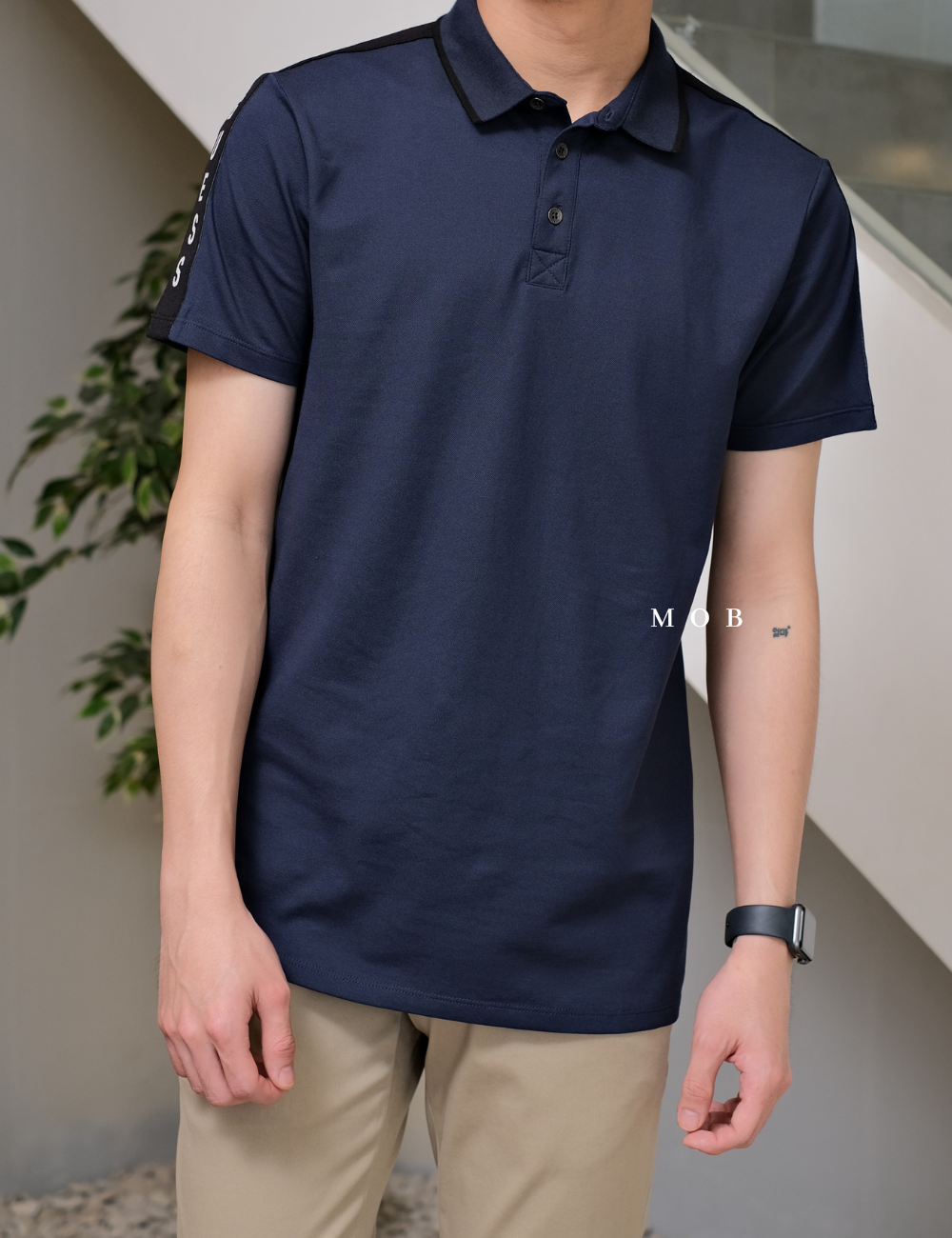 GSSPS01002B Pique Logo Tape Polo Navy